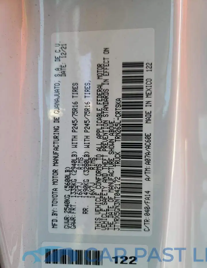 3TYRX5GN3NT042172# 10