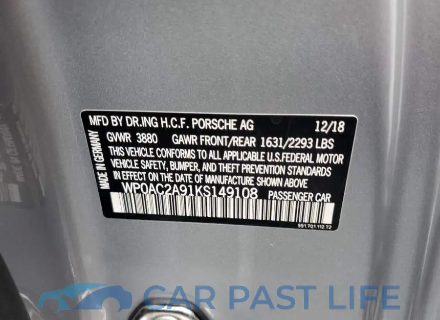 WP0AC2A91KS149108# 10