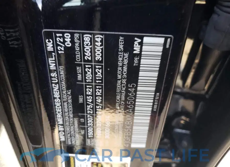4JGFB5KBXNA650645# 10