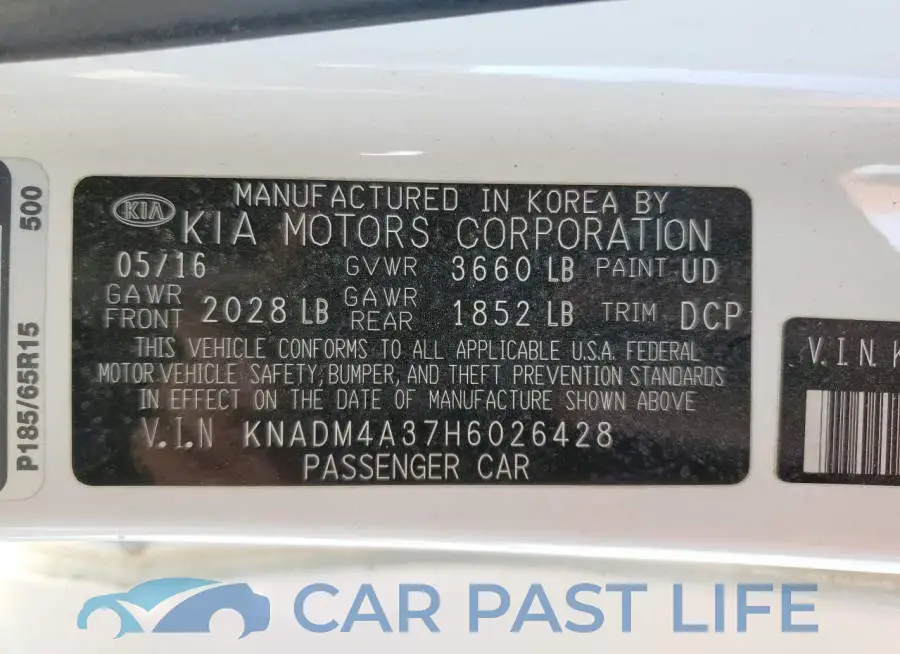 KNADM4A37H6026428# 10