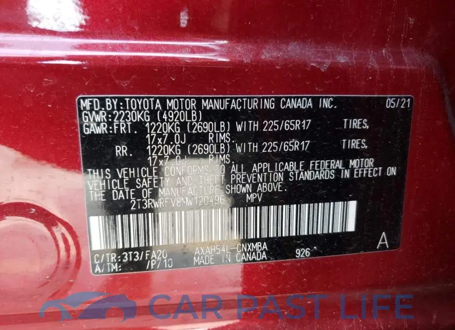 2T3RWRFV8MW120496# 10
