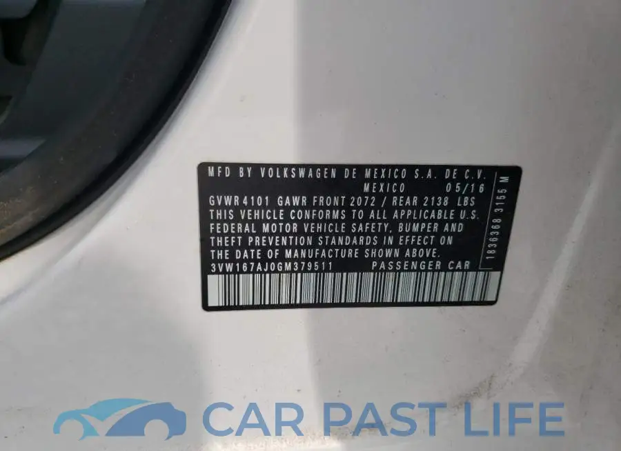 3VW167AJ0GM379511# 10