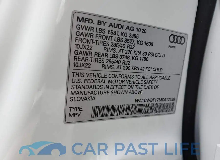 WA1CWBF17MD012128# 10