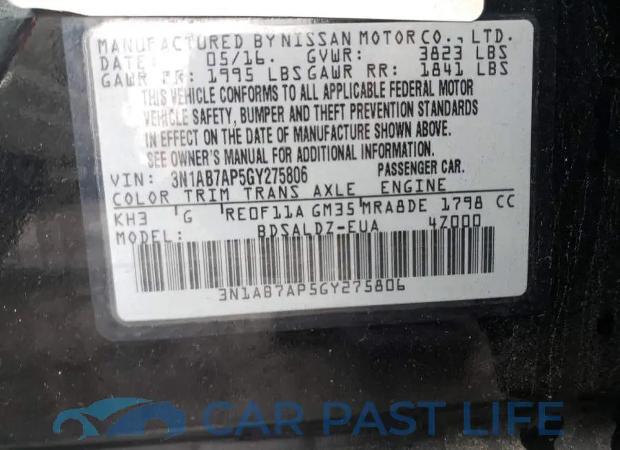 3N1AB7AP5GY275806# 10