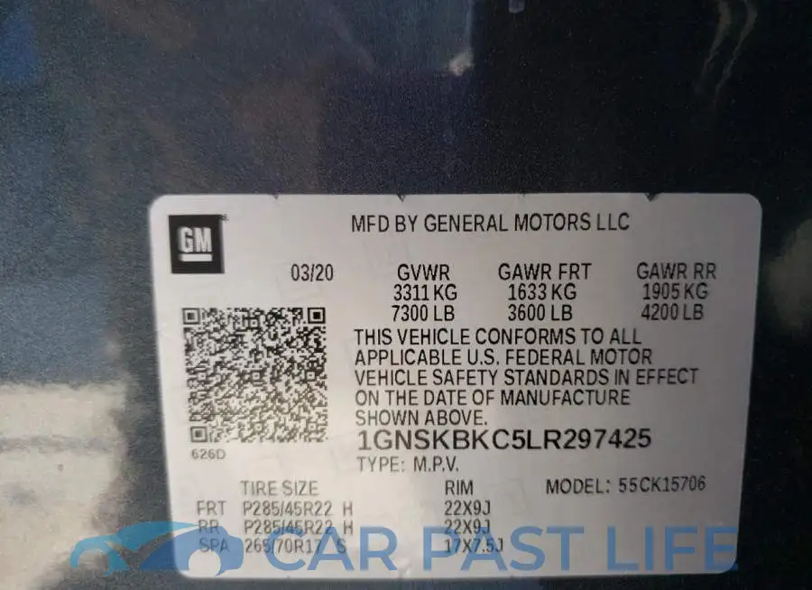 1GNSKBKC5LR297425# 10
