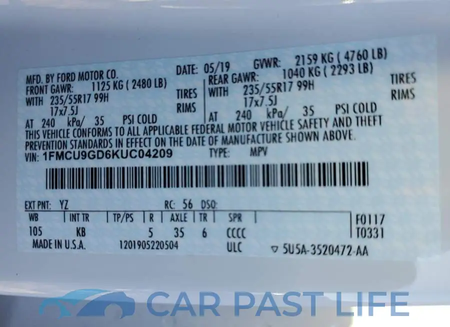 1FMCU9GD6KUC04209# 10