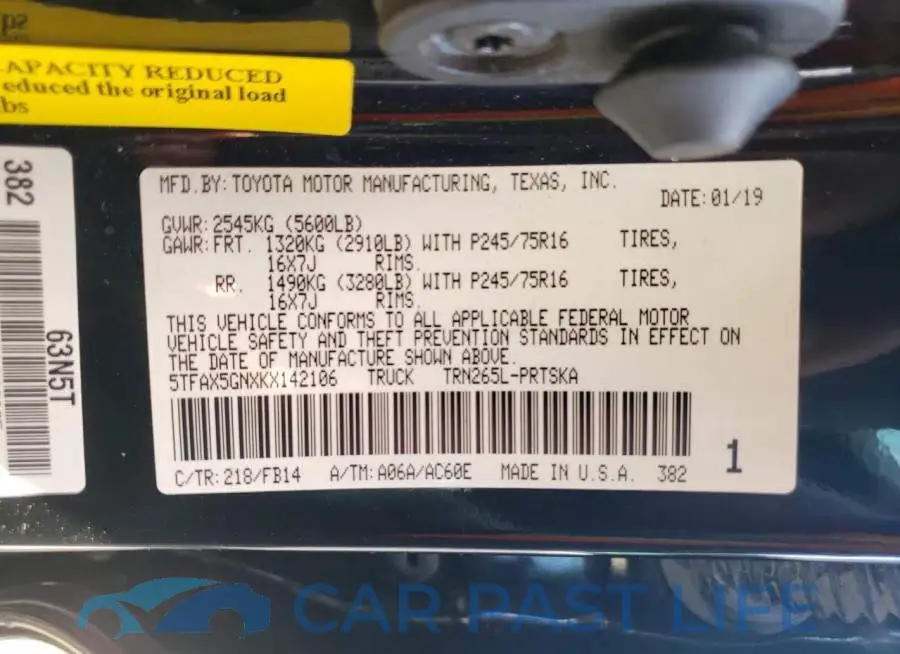 5TFAX5GNXKX142106# 10