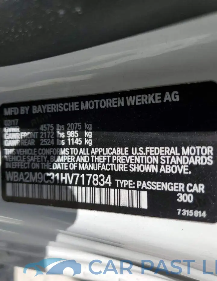 WBA2M9C31HV717834# 10