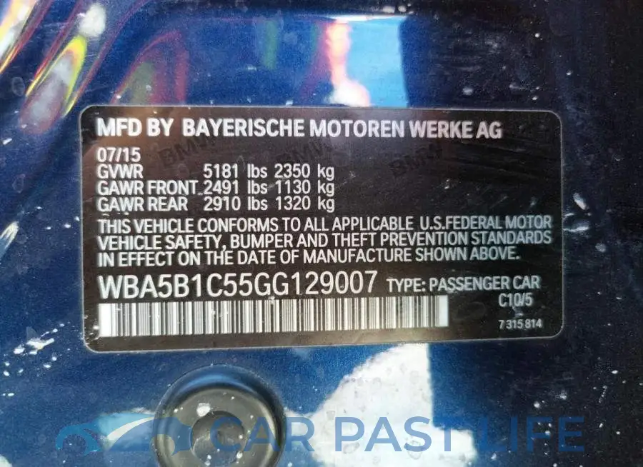 WBA5B1C55GG129007# 10