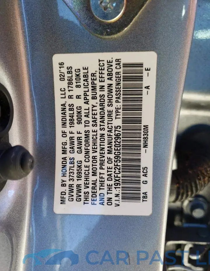 19XFC2F59GE029675# 10