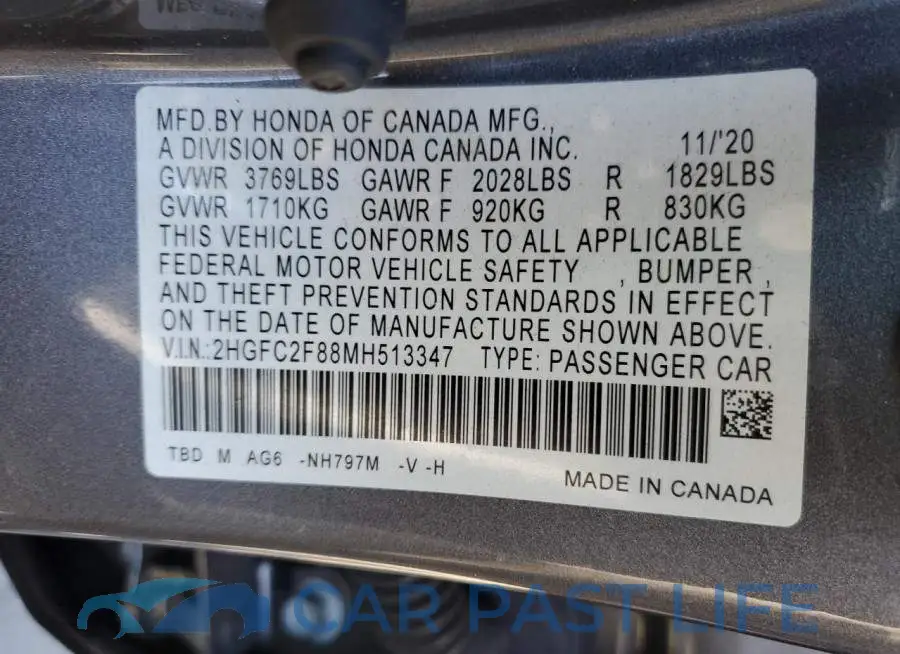 2HGFC2F88MH513347# 10