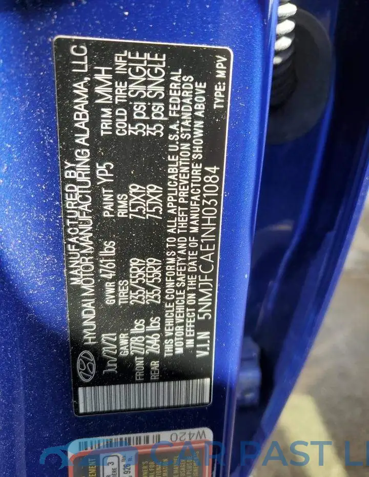5NMJFCAE1NH031084# 10