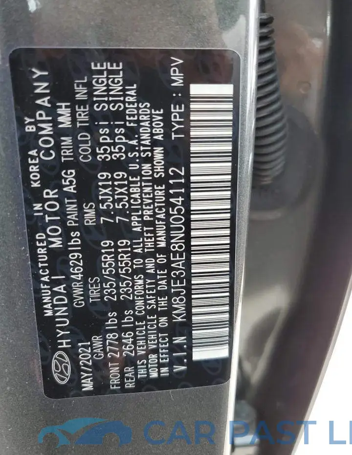 KM8JE3AE8NU054112# 10
