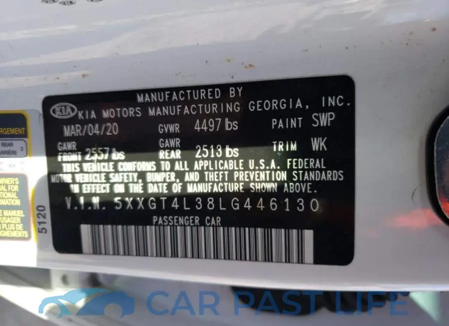 5XXGT4L38LG446130# 10