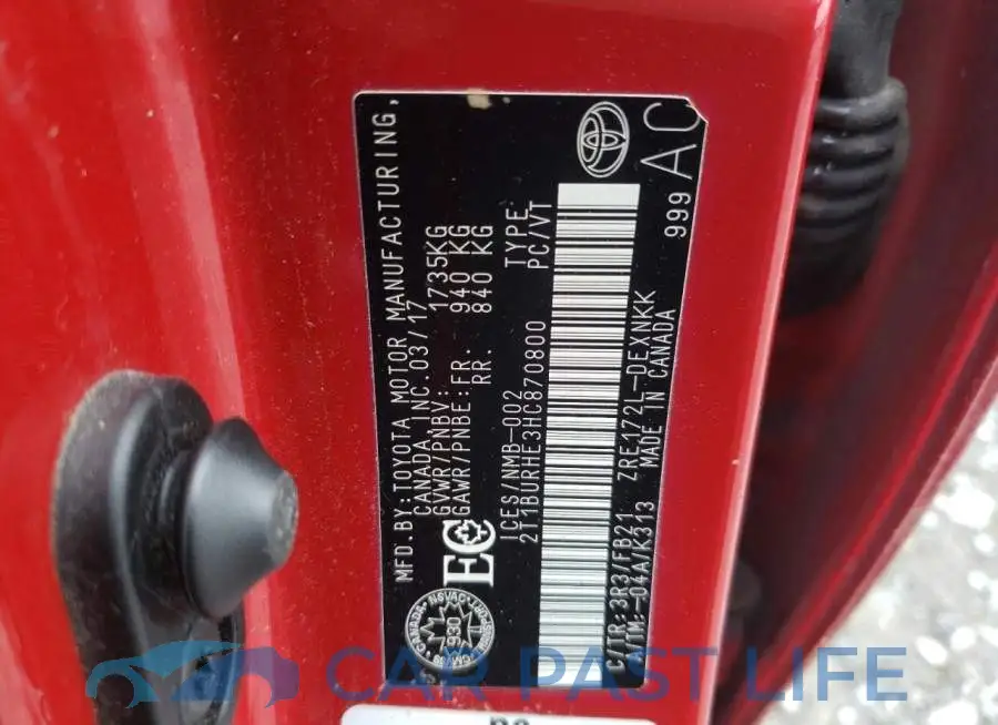 2T1BURHE3HC870800# 10