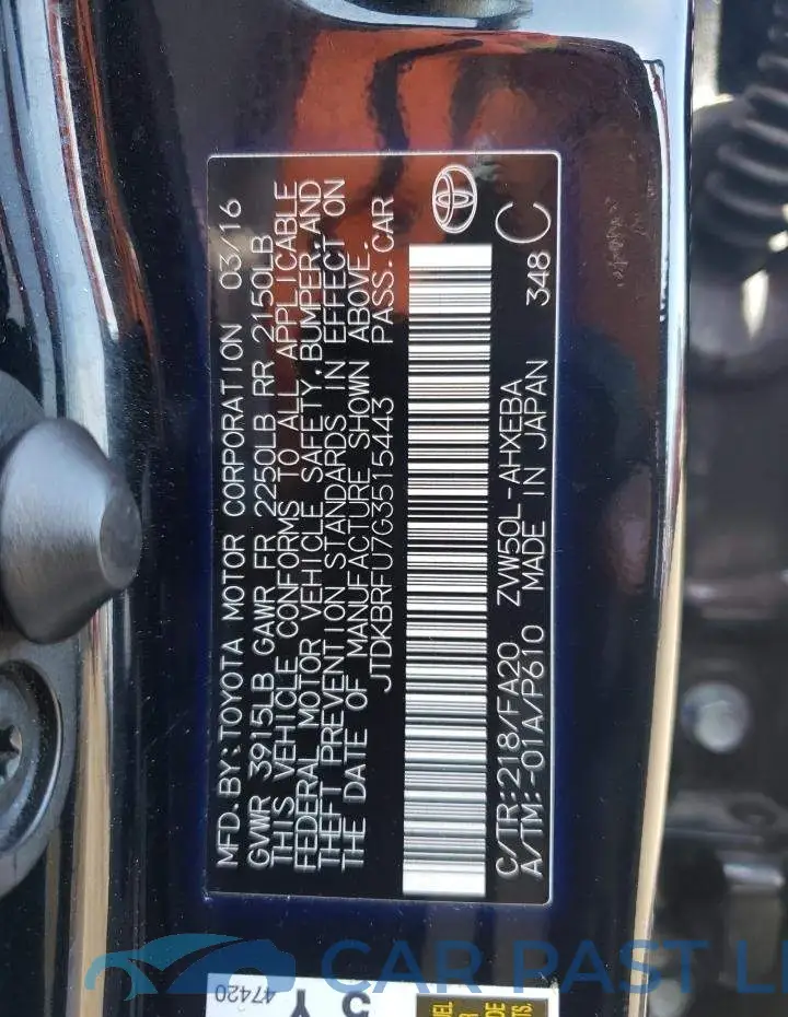 JTDKBRFU7G3515443# 10
