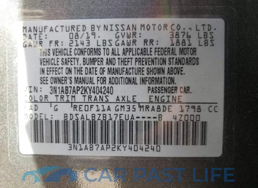 3N1AB7AP2KY404240# 10
