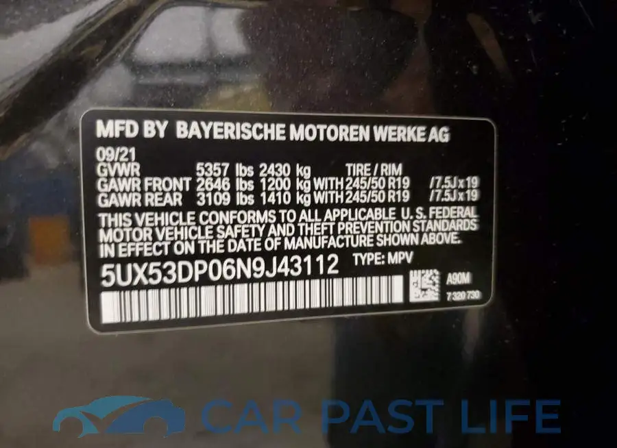 5UX53DP06N9J43112# 10
