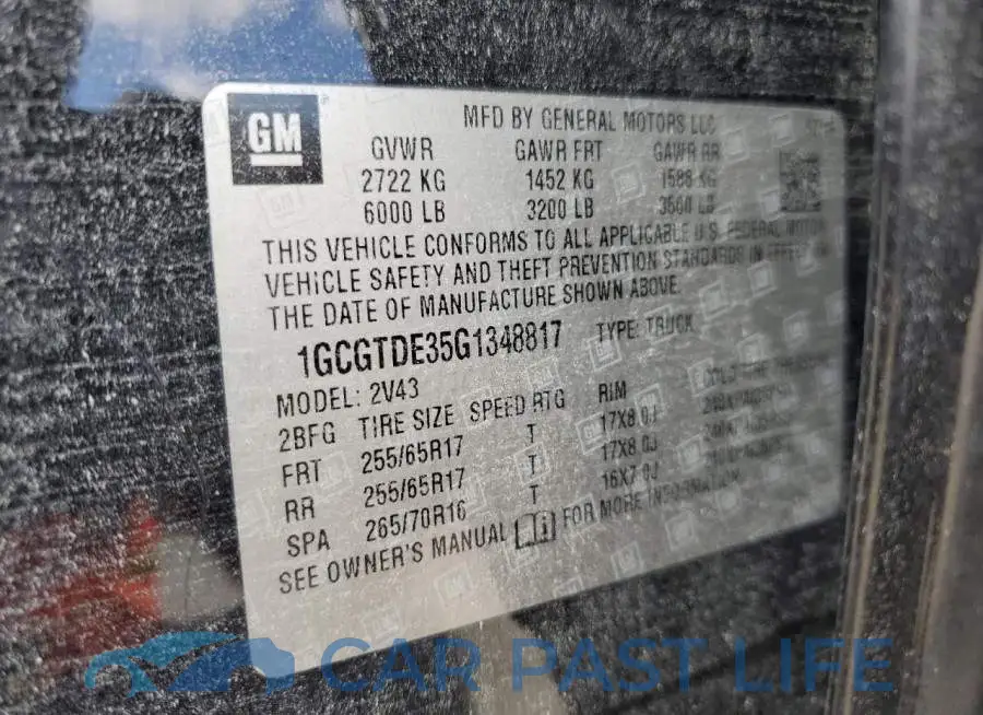 1GCGTDE35G1348817# 10