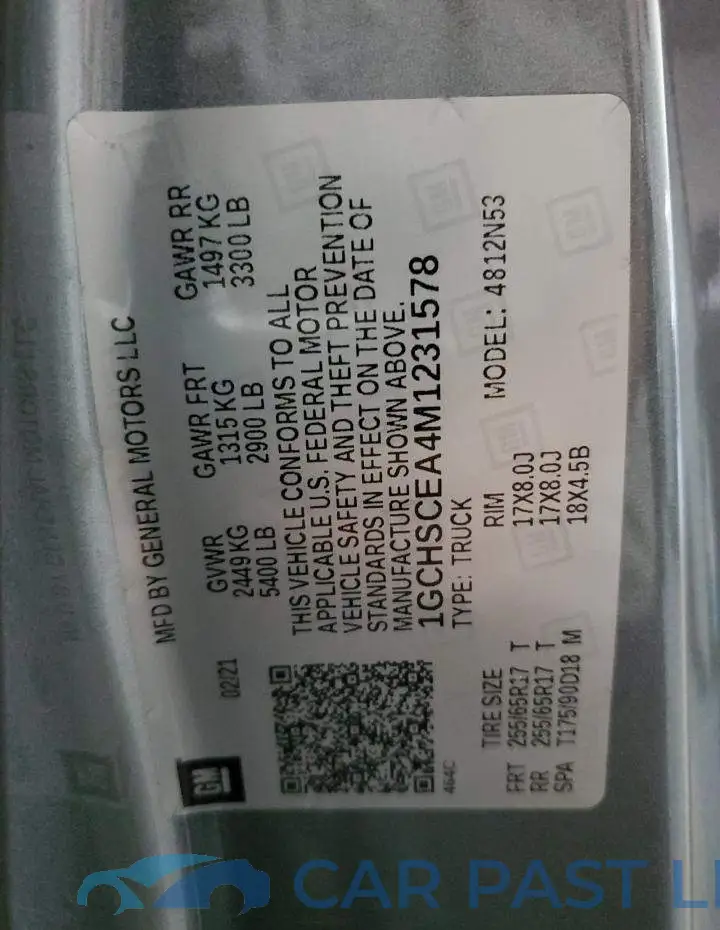 1GCHSCEA4M1231578# 10