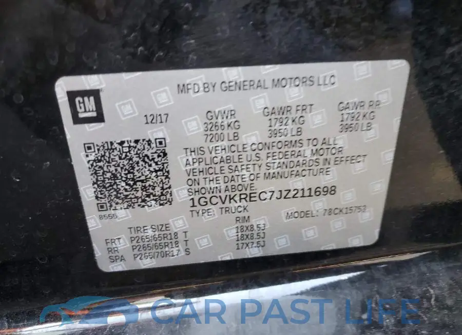 1GCVKREC7JZ211698# 10