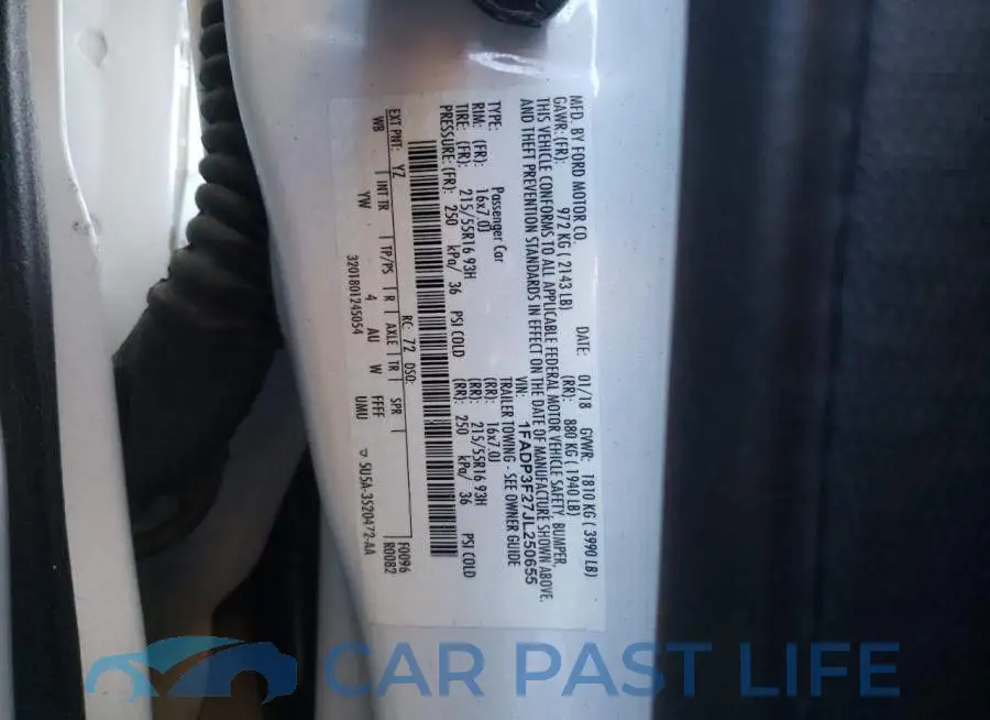 1FADP3F27JL250655# 10