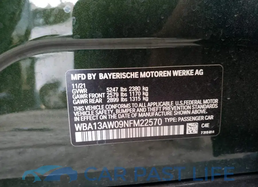 WBA13AW09NFM22570# 10