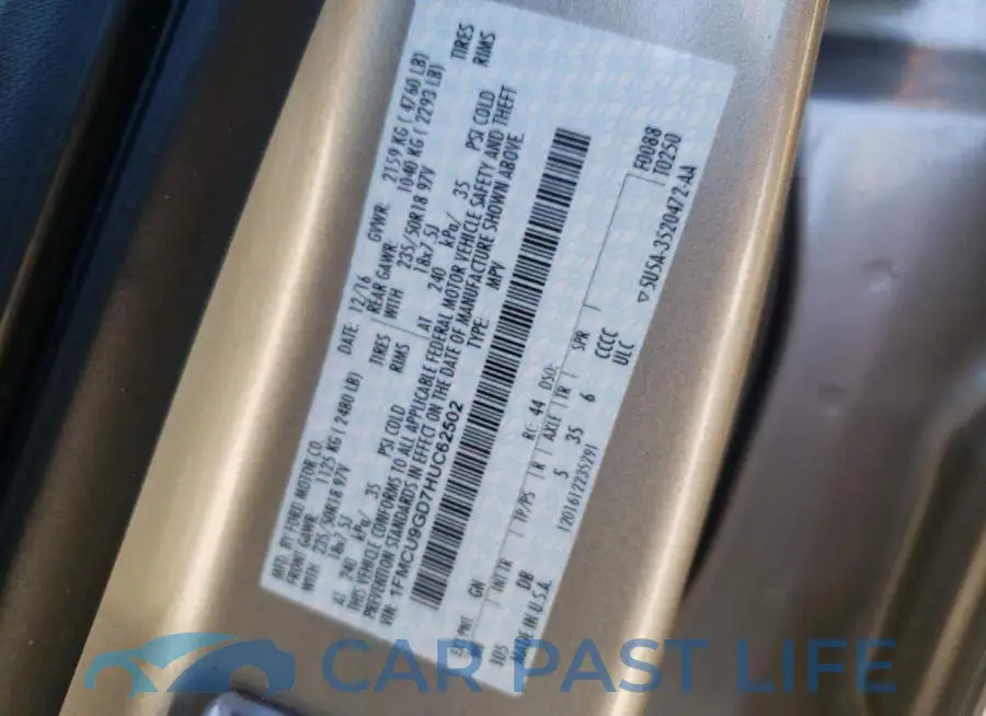 1FMCU9GD7HUC62502# 10
