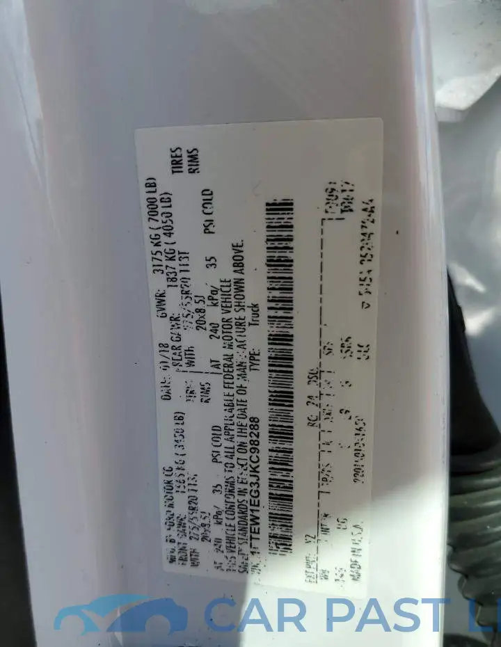 1FTEW1EG3JKC98288# 10