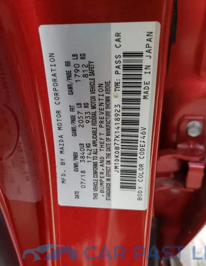 JM1DKDB77K1418923# 10