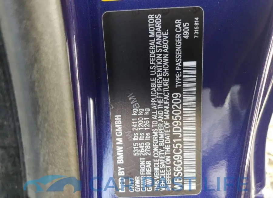 WBS6G9C51JD950209# 10