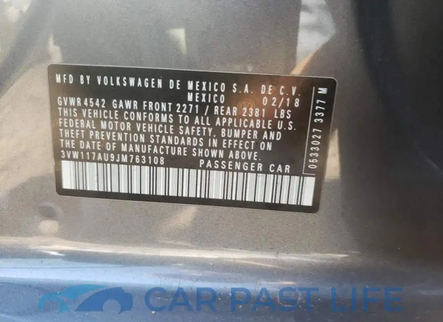 3VW117AU9JM763108# 10