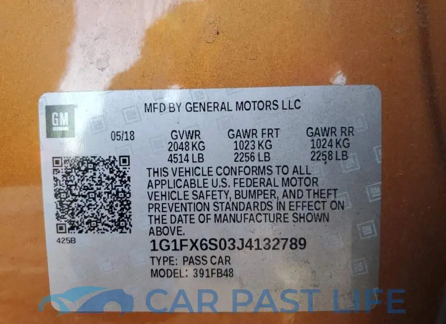 1G1FX6S03J4132789# 10