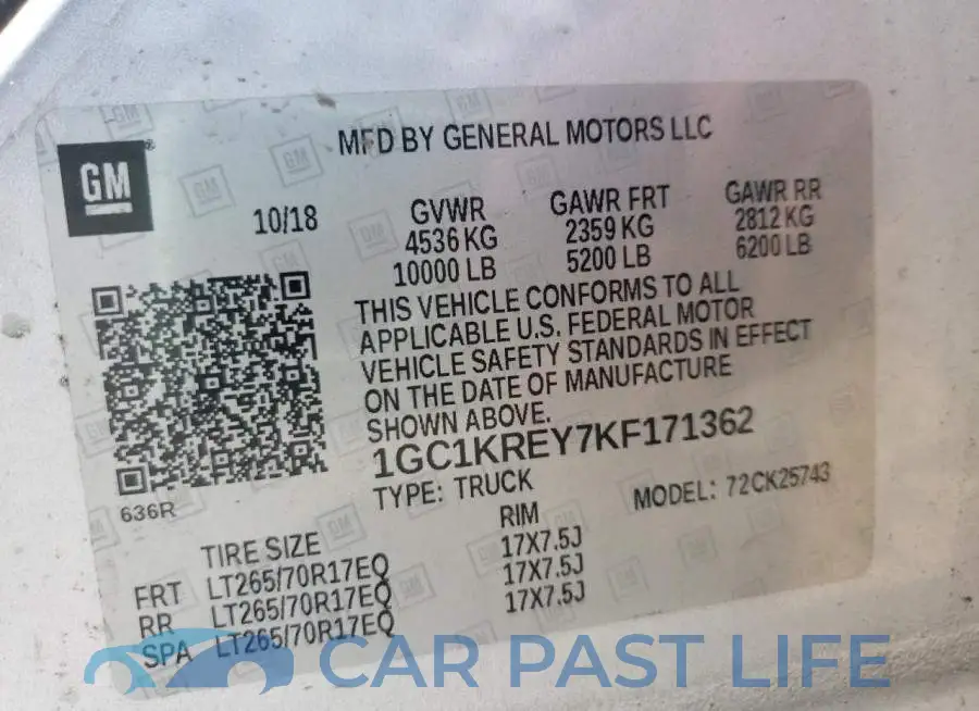 1GC1KREY7KF171362# 10