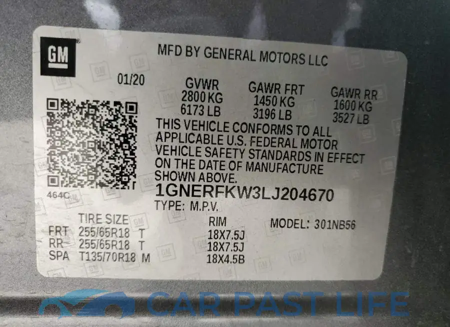 1GNERFKW3LJ204670# 10