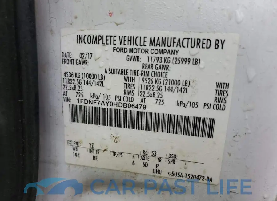 1FDNF7AY0HDB06479# 10