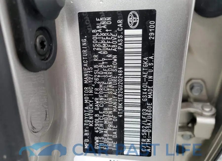 4T1BK1EB2GU202484# 10
