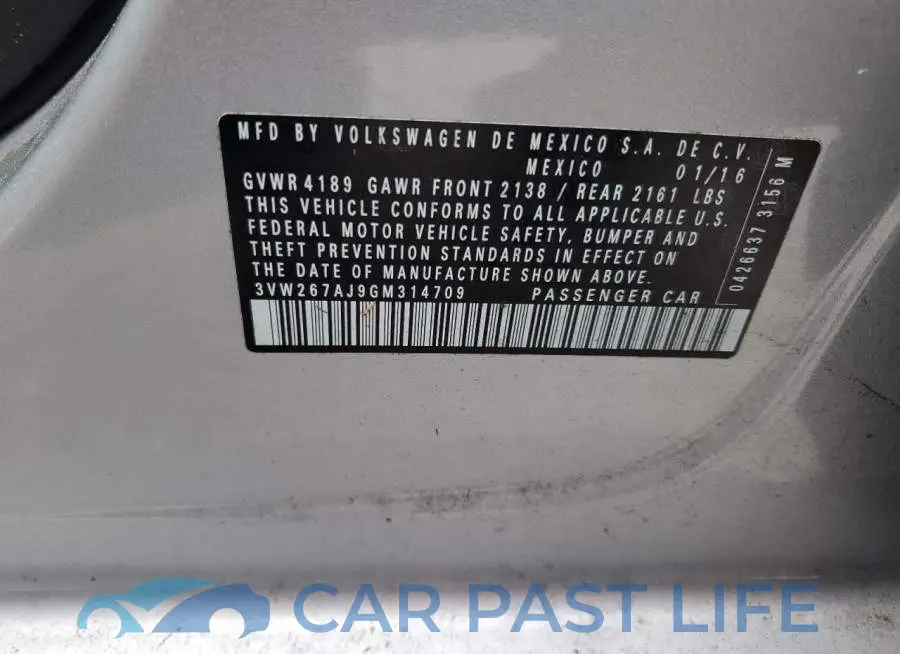 3VW267AJ9GM314709# 10