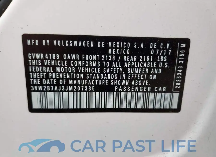 3VW2B7AJ3JM207335# 10