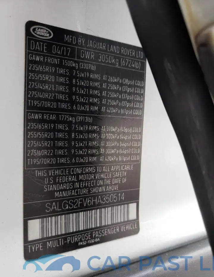 SALGS2FV6HA350514# 10