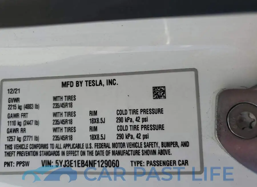 5YJ3E1EB4NF129060# 10