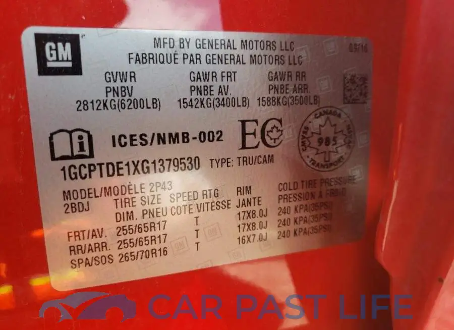 1GCPTDE1XG1379530# 10