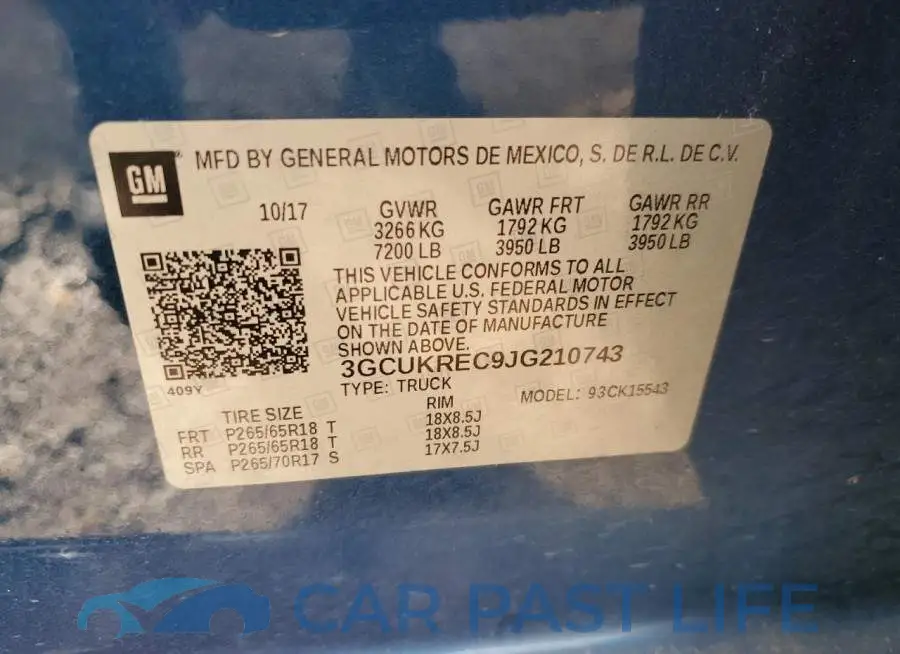3GCUKREC9JG210743# 10