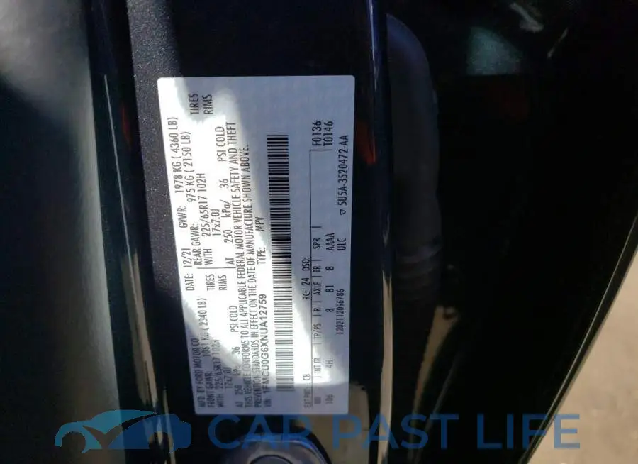 1FMCU0G6XNUA12759# 10