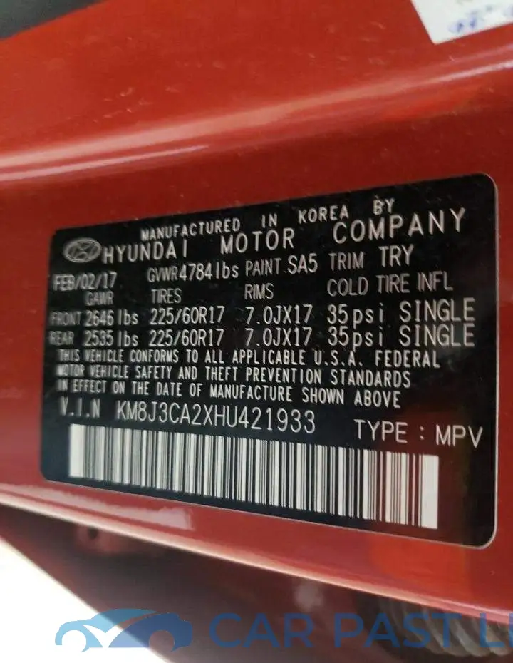 KM8J3CA2XHU421933# 10