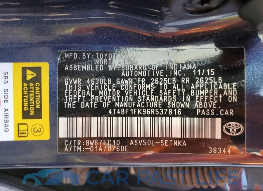 4T4BF1FK9GR537816# 10