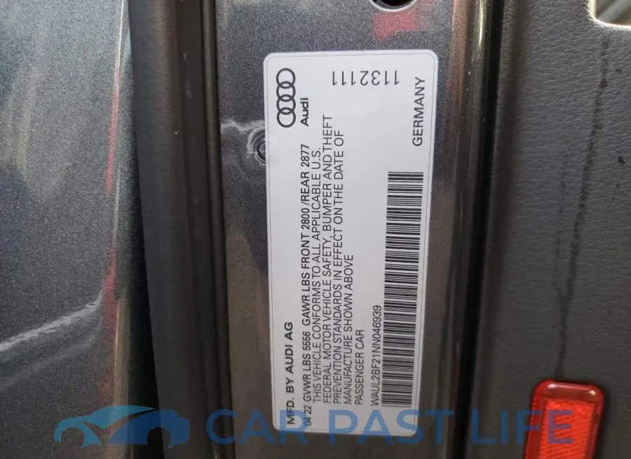 WAUL2BF21NN046939# 10