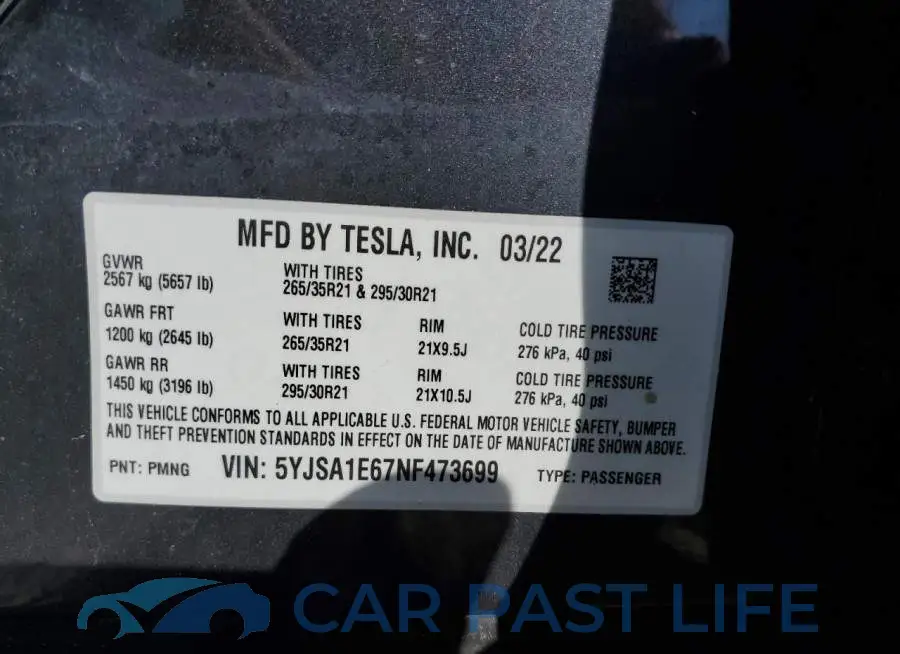 5YJSA1E67NF473699# 10