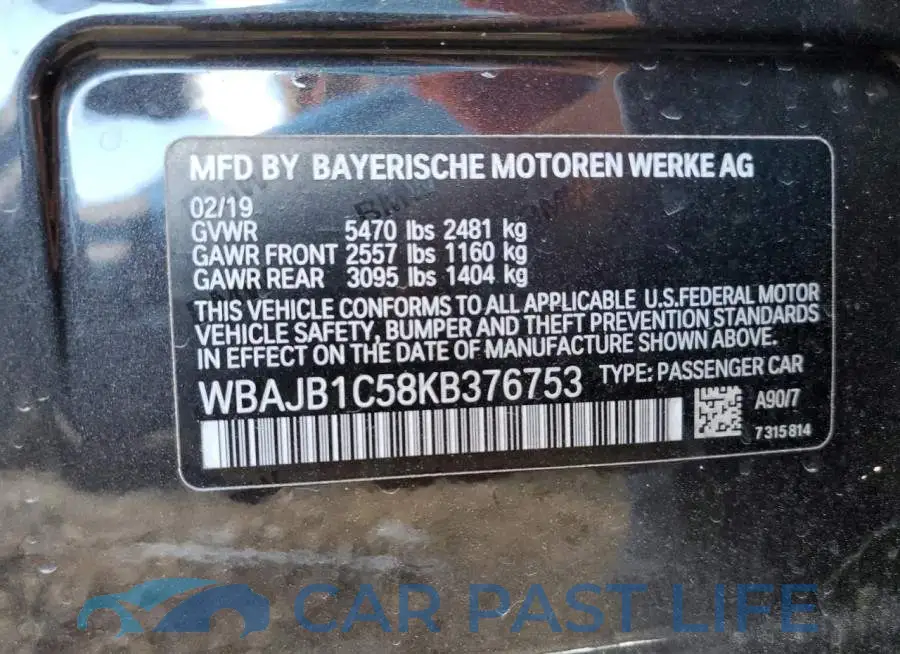 WBAJB1C58KB376753# 10