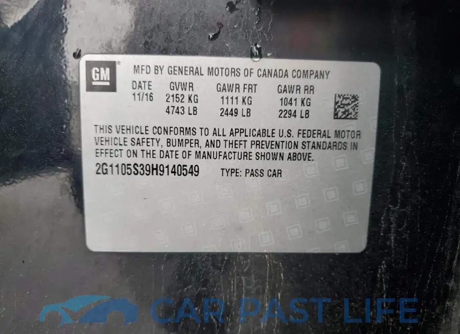 2G1105S39H9140549# 10